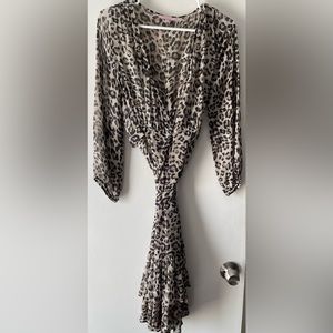 CALYPSO ST. BARTH SIZE MEDIUM LADIES SHEER ANIMAL PRINT WRAP DRESS